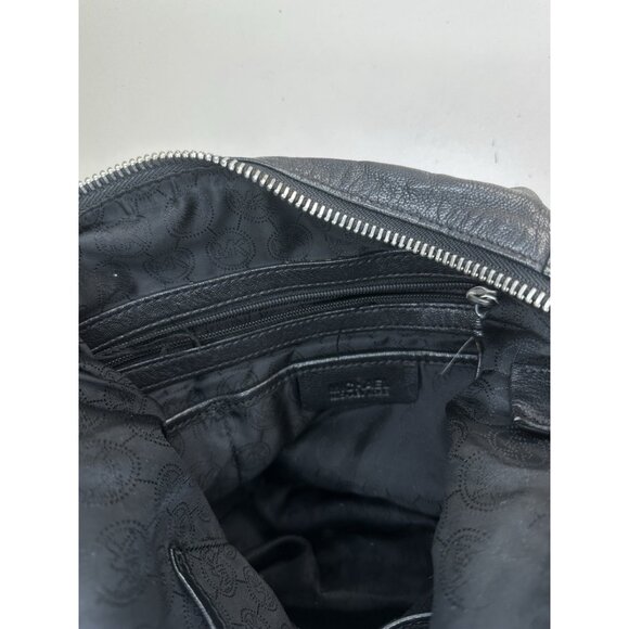 Michael Kors Black Leather Silver Hardware Shoulder Bag Purse Fulton - Picture 8 of 10